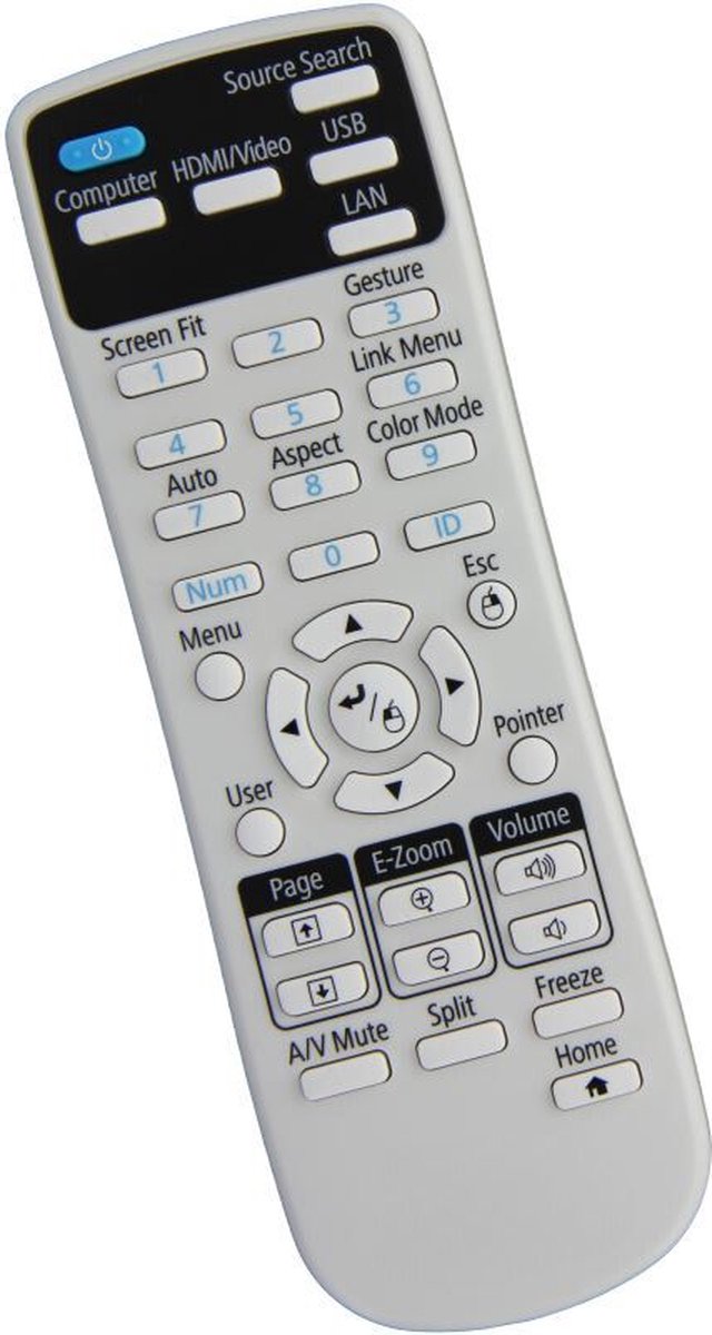 Afstandsbediening geschikt voor de EPSON H818A beamer, vervangt 2177023 / 217702300