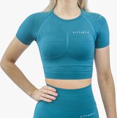 Fittastic Sportswear - Chemise de sport Vert - Chemise de sport verte femme - Chemise de gym - Taille S - Gymwear - Chemise de sport à manches courtes - Haut de Yoga - Chemise de course - Anti-transpiration - Femme - Vert - S