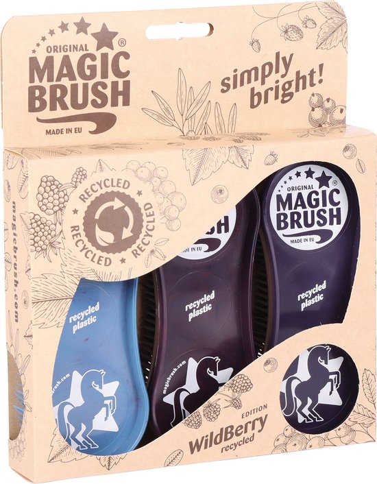 Foto: Harry s horse magic brush recycled plastic wildberry 3 borstels