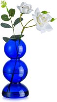 Ronde glazen vaas, decoratieve vaas, blauwe donkere bloemenvaas, vintage vazen, kleine bolvaas design, esthetische tulpenvaas, glas, hydrocultuurvaas, minimalistische kleine vazen voor