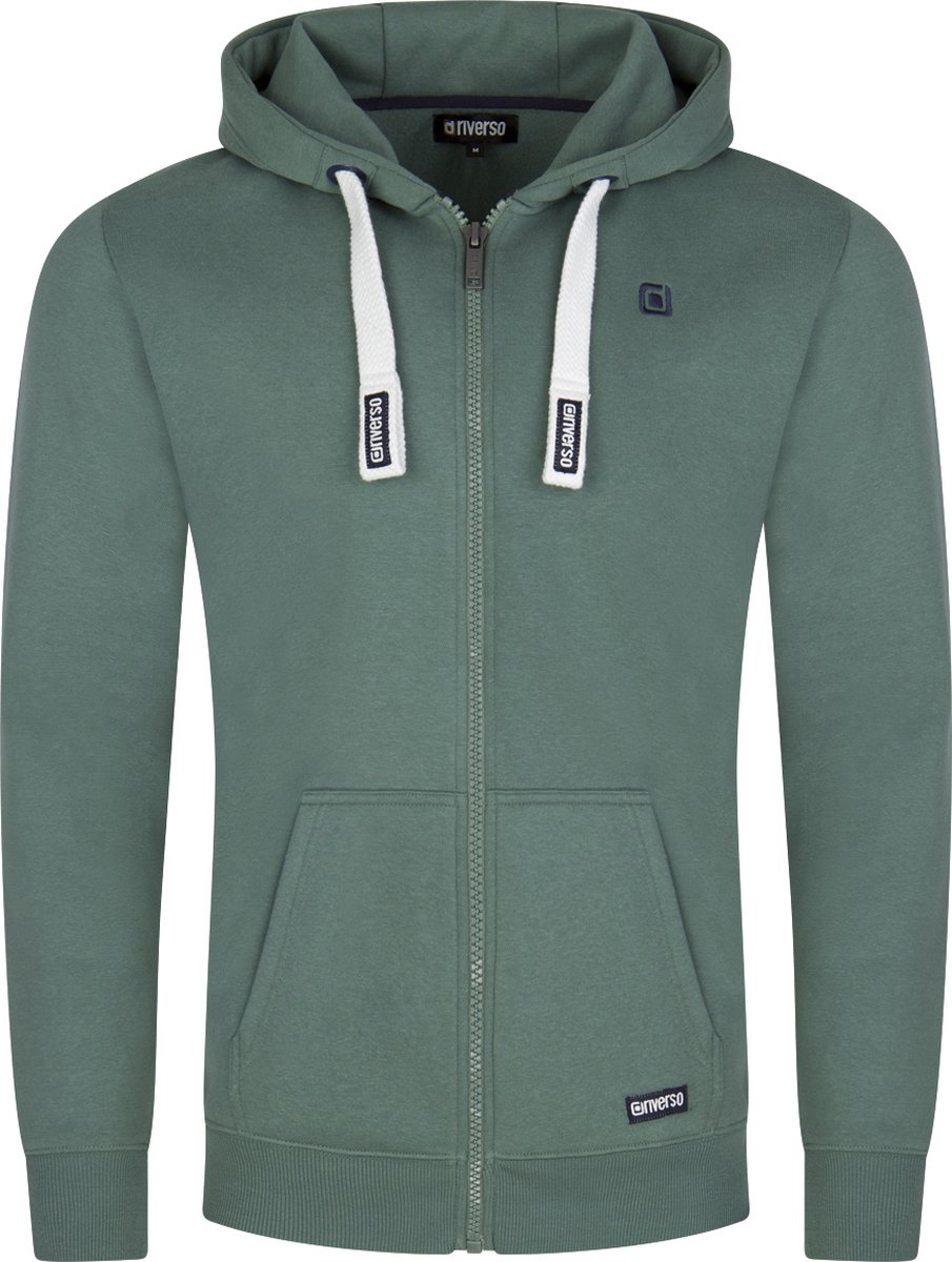 riverso Heren Sweatjack RIVNoah regular fit Groen XL Volwassenen Hoodiejacket - Sweatvest