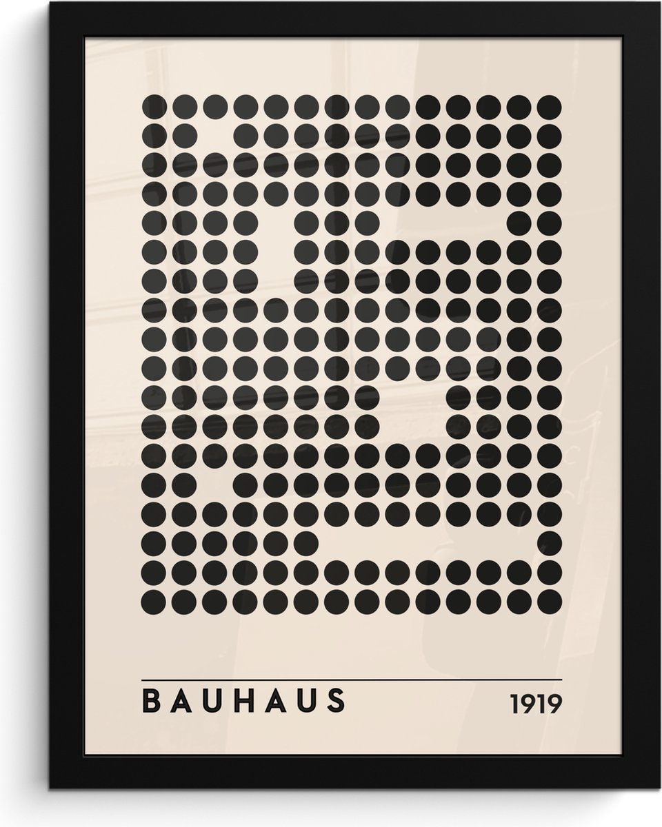 FrameYourWall Poster in lijst - Fotolijst 30x40 cm - Posters - Bauhaus - Retro - Modern - Kunst - Abstract - Posterlijst zwart - Decoratie - Wanddecoratie woonkamer - Muurdecoratie slaapkamer
