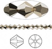 Swarovski Elements, 48 stuks Xilion Bicone kralen (5328), 4mm, metallig light gold 2x