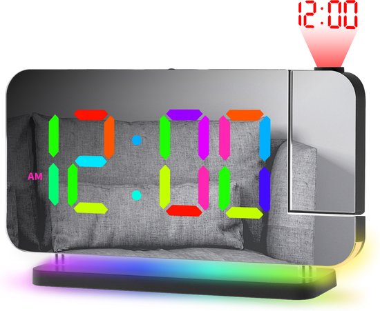 J&D supplies Digitale Wekker - Zwart - Digitale LED klok - Digitale Wekker - Wekker met Projectie - Wekker kinderen