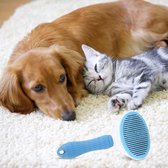 Dieren borstel - Pet brush for cats and dogs - Slicker borstels Zelfreinigend - Hondenborstel - Kattenborstel - Langharig - Kortharig Dier met Onder vacht - Blauw