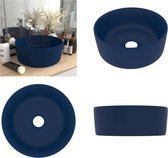 vidaXL Wastafel rond 40x15 cm keramiek mat donkerblauw - Luxe Wasbak - Luxe Wasbakken - Keramische Wastafel - Keramische Wastafels