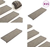 vidaXL Trapmatten zelfklevend 15st sisal-look 65x21x4cm grijs en beige - Trapmat - Trapmatten - Trap Mat - Trap Matten