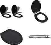 vidaXL Toiletbril met soft-closedeksel 2 st MDF zwart - Toiletbril - Toiletbrillen - Wc-bril - Wc-brillen
