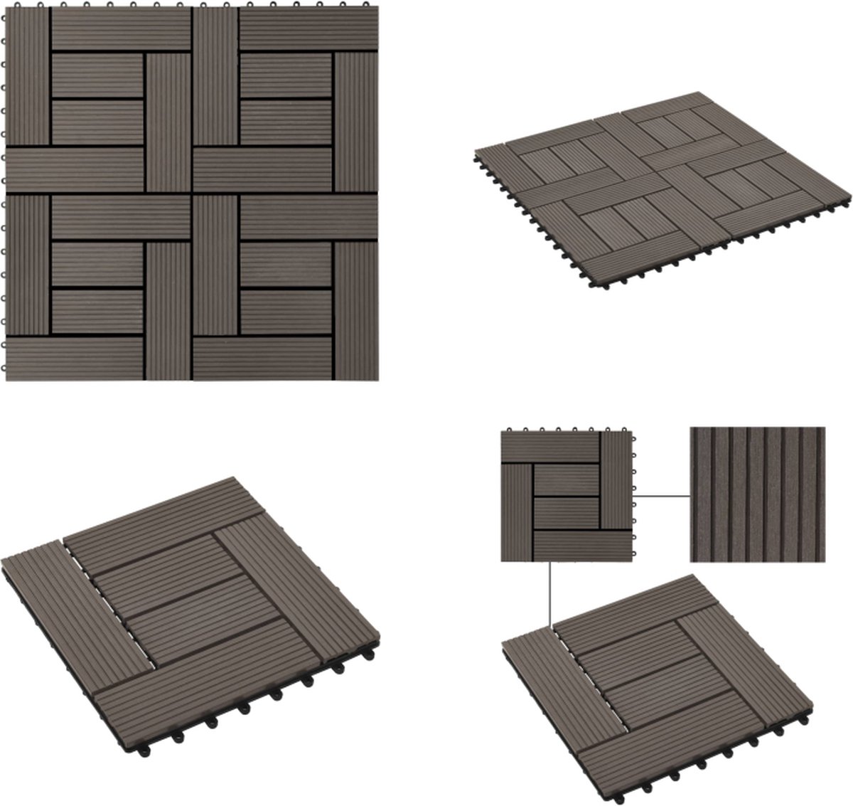 VidaXL 22 st Terrastegels 30x30 cm 2 m² HKC donkerbruin Terrastegel Terrastegels Terras Tegel Terras Tegels