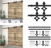vidaXL Hardwaresets voor schuifdeuren 2 st 200 cm staal zwart - Onderdelen Set Voor Schuifdeuren - Onderdelen Sets Voor Schuifdeuren - Rail Voor Schuifdeuren - Rails Voor Schuifdeuren