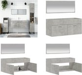 vidaXL Badkamerkast met spiegel bewerkt hout betongrijs - Badkamermeubel - Badkamermeubels - Badkamerkast - Badkamer Spiegelkast