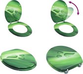 vidaXL Toiletbril met deksel waterdruppel MDF groen - Toiletbril - Toiletbrillen - Hard-close Toiletbril - Hard-close Toiletbrillen