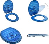 vidaXL Toiletbril met deksel waterdruppel MDF blauw - Toiletbril - Toiletbrillen - Hard-close Toiletbril - Hard-close Toiletbrillen