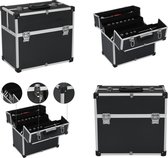 vidaXL Gereedschapskoffer 38x22-5x34 cm aluminium zwart - Gereedschapskoffer - Gereedschapskoffers - Gereedschapskist - Gereedschapskisten