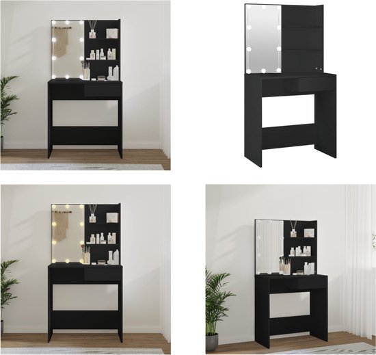 Kaptafel met LED-verlichting 96x40x142 cm wit