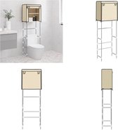 vidaXL Étagère de toilette 2 niveaux 56x30x170 cm Fer Crème - Etagère de rangement - Etagères de rangement - Etagère - Etagère de salle de bain
