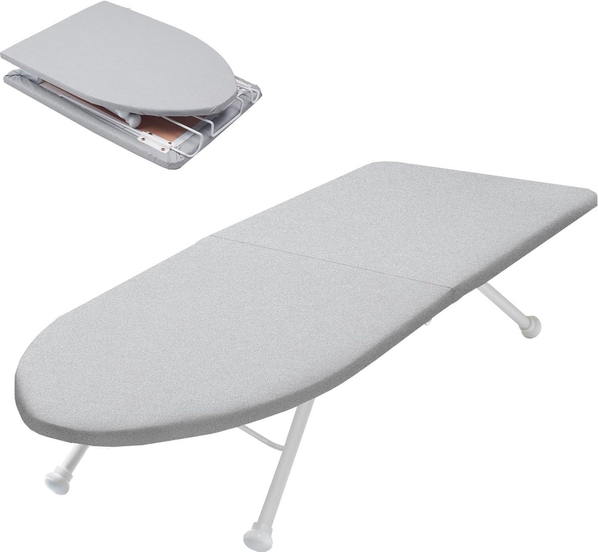 Strijkplank, inklapbare tafelstrijkplank, kleine strijkplank, opvouwbaar met klapfunctie, ruimtebesparend, mini-opvouwbaar strijkbord met antislipvoet voor thuisgebruik, 98 x 31 cm, grijs
