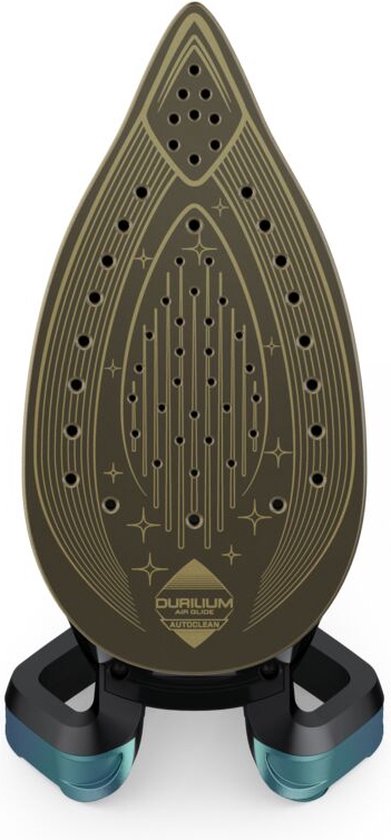 Gouden zoolplaat van het Tefal Pro Express Vision strijkijzer met patronen.