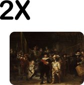 BWK Flexibele Placemat - De Nachtwacht, Rembrandt van Rijn, 1642 - Set van 2 Placemats - 40x30 cm - PVC Doek - Afneembaar