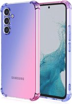 Geschikt voor Samsung Galaxy A35 5G - Schokbestendig - bumper hoesje - Blauw / Roze