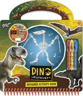 Totum Dino Forever designer doeboek tekenen schrijven en stickeren hardcover boekje met dinosaurus thema - 30 delig incl. stickers sjablonen en mini gelpennen