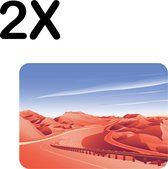 BWK Flexibele Placemat - Weg Door de Woestijn - Getekend - Set van 2 Placemats - 40x30 cm - PVC Doek - Afneembaar