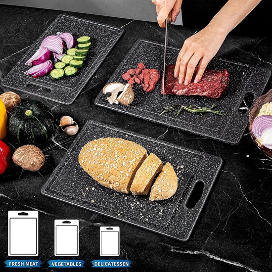 Houten Snijplank, TJ POP Keuken Snijplank 37 x 26 x 2 cm, Perfect voor Brood, Vlees, Fruit, Groenten en Kaas - Dienblad