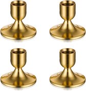 Kaarsenhouder Gouden Taper Kaarsen – Set van 4 Kandelaars Metaal Klein voor Ijzer Vintage Retro Decoratie Bruiloft Thanksgiving Kerst Advent Tafeldecoratie