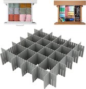 Set van 32 verstelbare ladeverdelers, ladeverdelers, ladeverdelers voor kast, ondergoed, sokken, bureau (grijs)