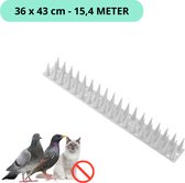Duivenpinnen - duivenverjager - vogelverschrikker - vogelverjager - vogelwering - anti vogelpinnen - puntstrip met 68 pinnen - 36 x 43 cm - wit - 15,4 METER