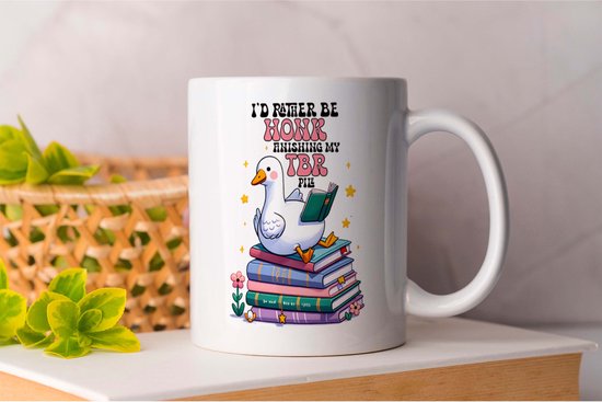 Mok Id Rather be honk finishing my TBR pile - BookLovers - Gift - Cadeau - Readers - Bookworms - Bookish - Boekenliefhebbers - Lezers - Boekenwormen - Boekverslaafd