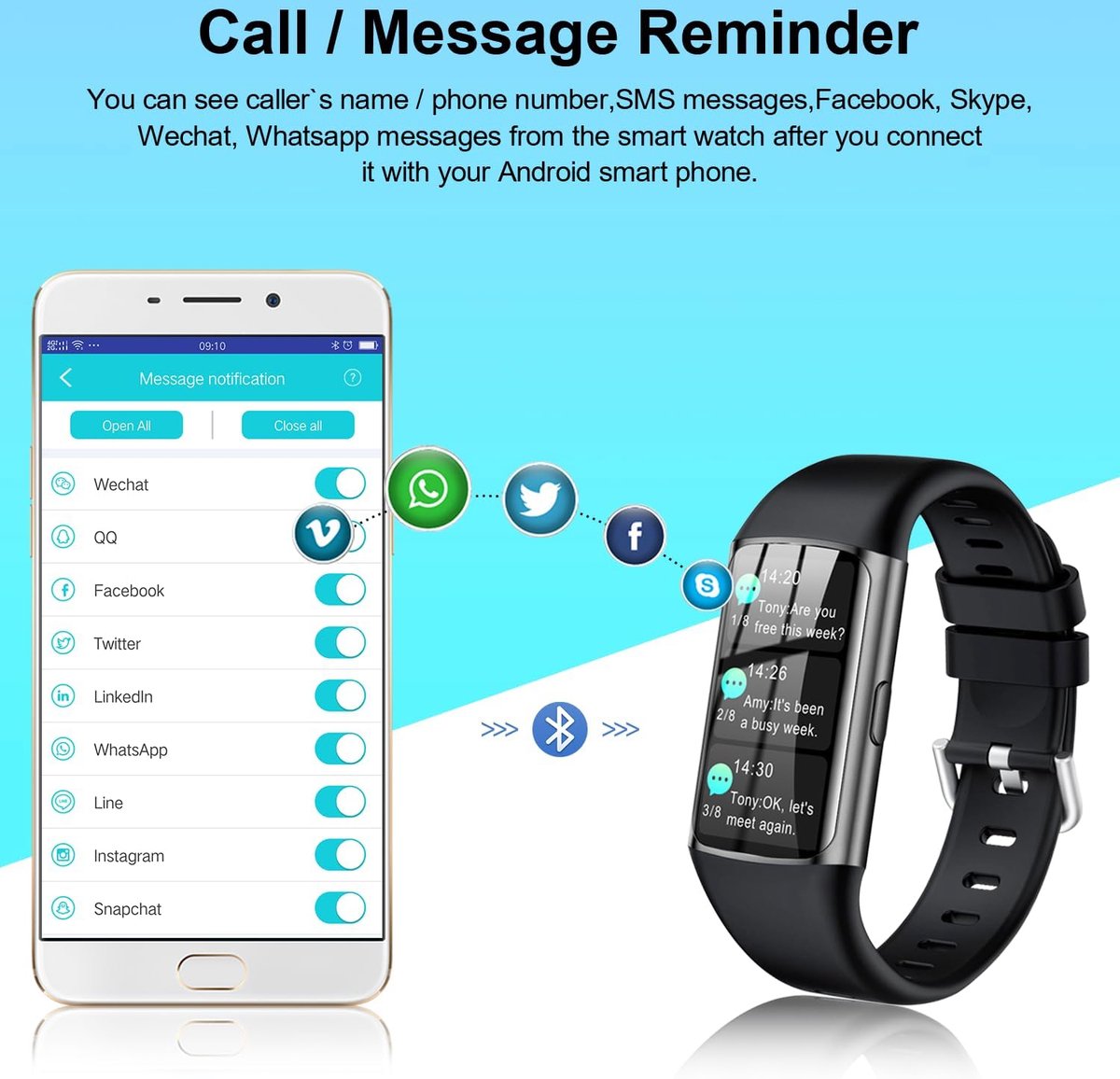 Tipmant Smartwatch voor dames, smartwatch met oproepen, waterdicht, IP68, sporthorloge met damesfunctie, hartslagmeter, hartslagmeter, stappenteller, slaapmonitor, activiteitsarmband voor Android en