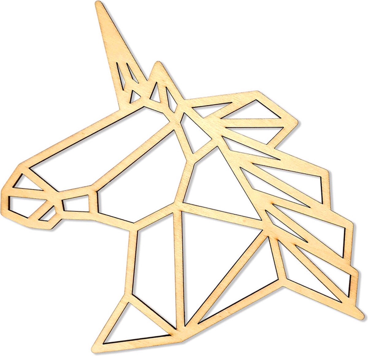 Eenhoorn/Unicorn Geometrische Lijnen - DIY-Deco & Hobby/Creatief - Duurzaam & Onbehandeld Hout - 19.4x23.6x0.3cm