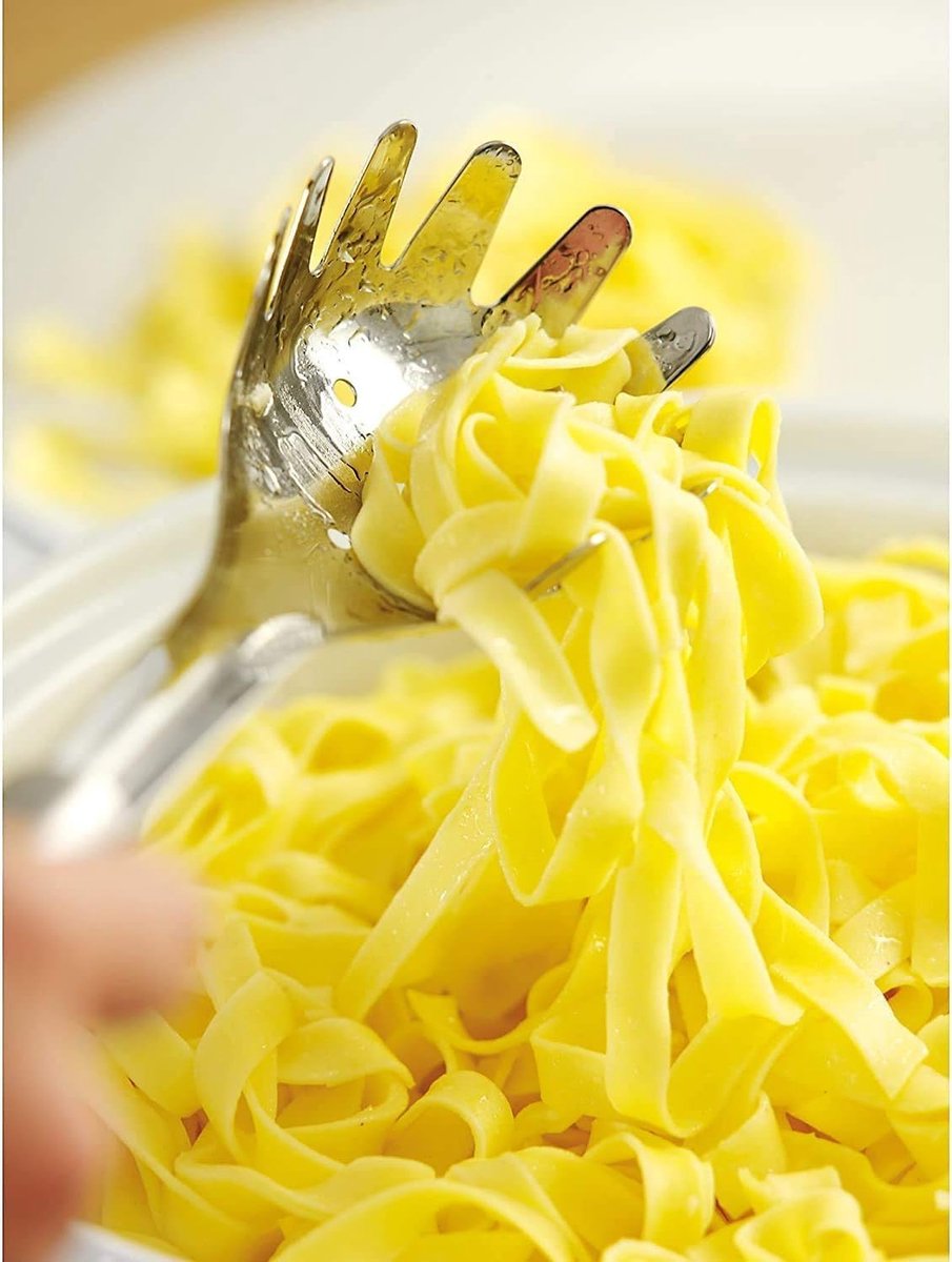 Spaghettilepel 32 cm Cromargan roestvrij staal deels gematteerd ideaal als pastang: spaghettitang vaatwasmachinebestendig