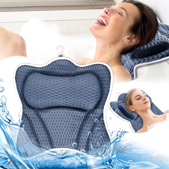 Matelas De Bain Quot;Tapis De Bain De Spa SERBIA Avec Support Complet Du Corps Et Oreiller, Coussin De Baignoire 3D Air Mesh De Spa Avec Ventouses Antiderapantes 125cm 36cm 87708 B Coussin