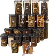 Boîtes de conservation hermétiques avec couvercle, carrées, lot de 36 boîtes de conservation pour conserver les épices, le muesli, la farine et le sucre, boîtes de conservation pratiques pour la cuisine et les aliments.