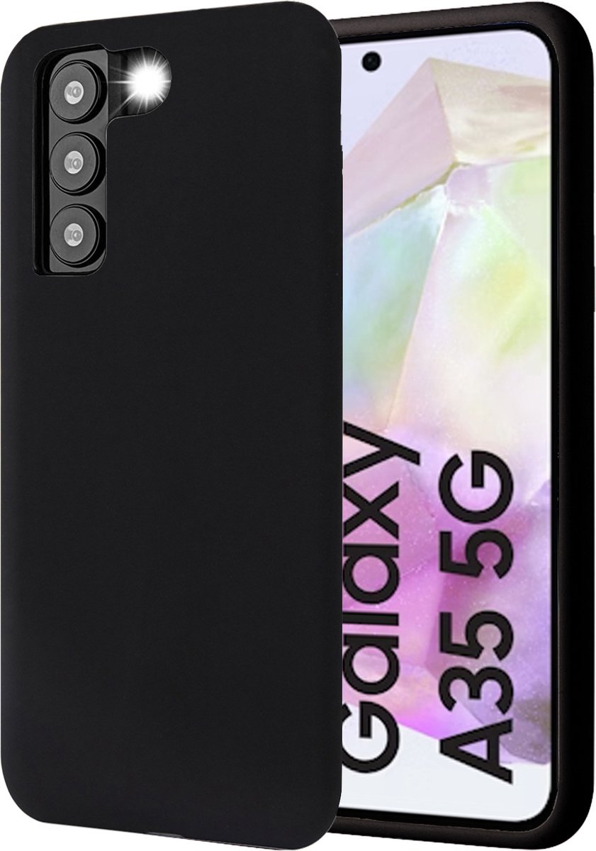 Hoesje geschikt voor Samsung Galaxy A35 - Mat Back Case Zwart