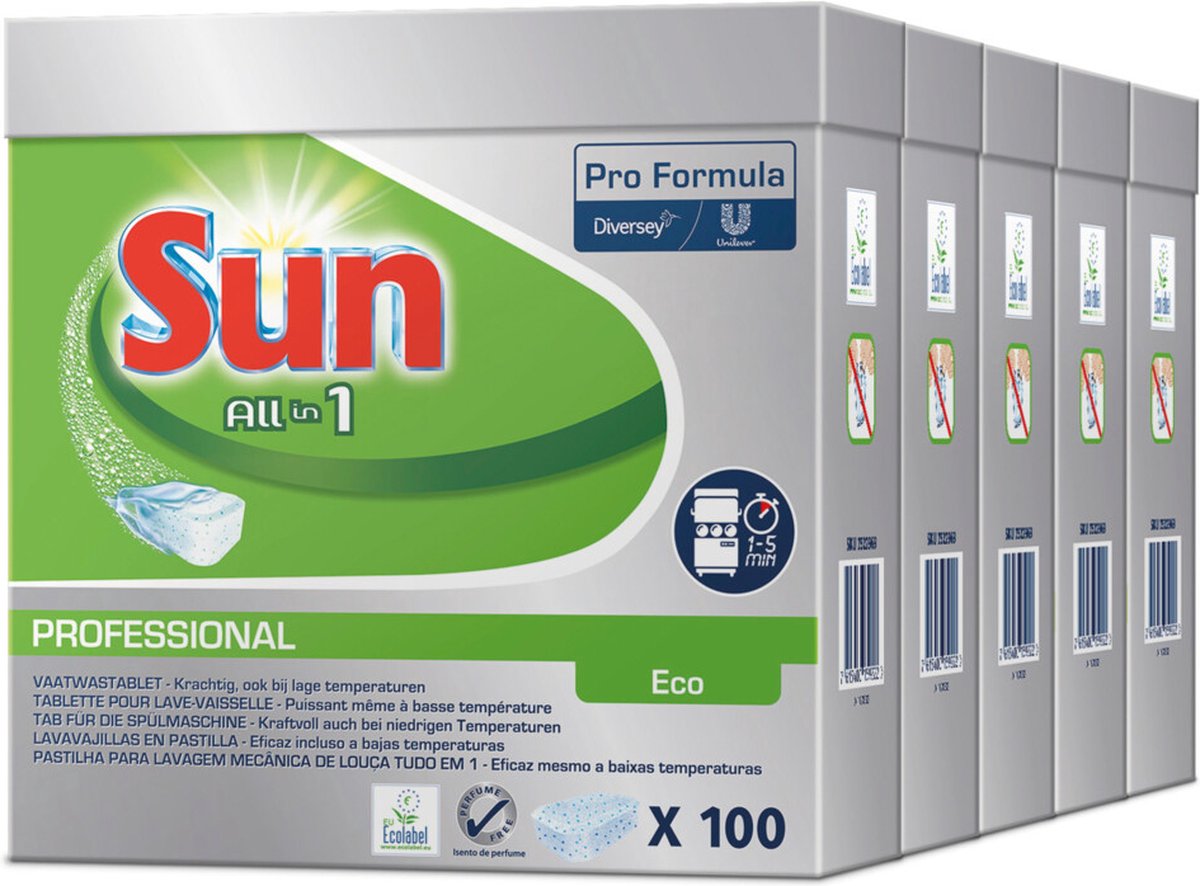 Goedkoopste Sun Pro Formula All-in-1 Vaatwastabletten - 5 x 100 stuks