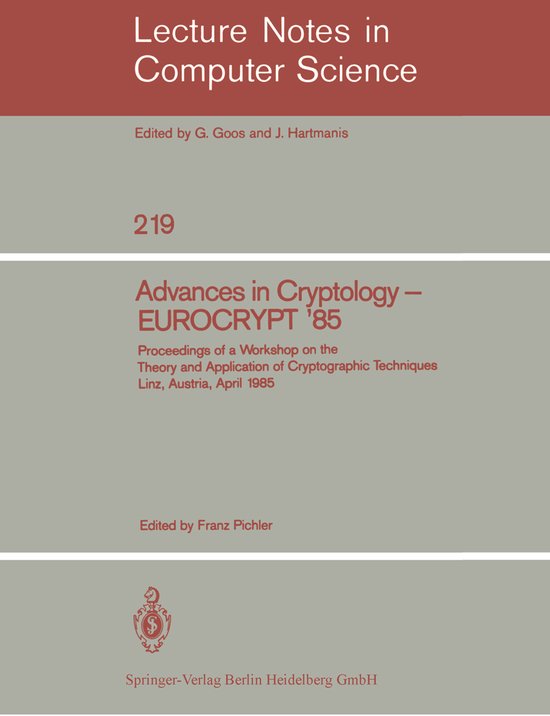 Advances in Cryptology - EUROCRYPT '85 - cover