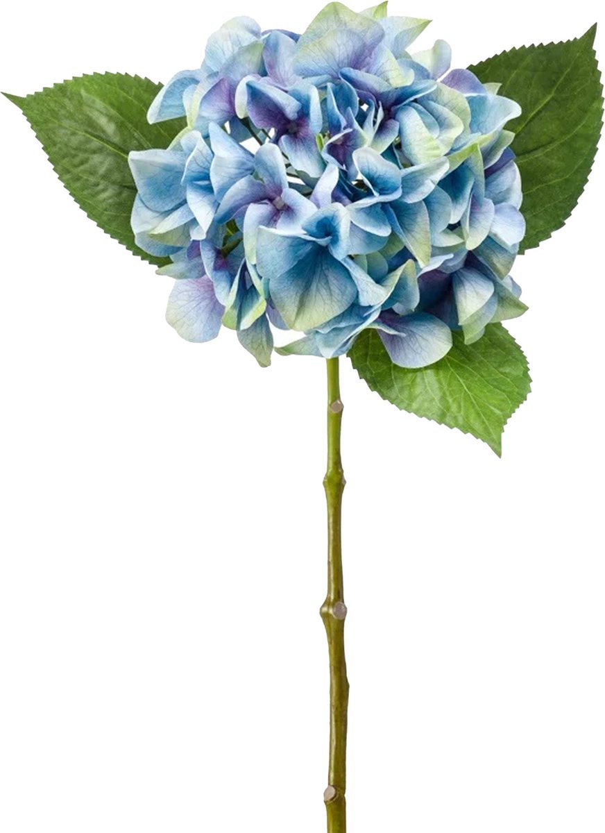 Emerald Kunstbloem hortensia tak - Challenge - 47 cm - blauw - kunst zijdebloem - Hydrangea