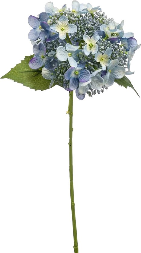 Emerald Kunstbloem hortensia tak - 50 cm - licht blauw - kunst zijdebloem - Hydrangea - decoratie