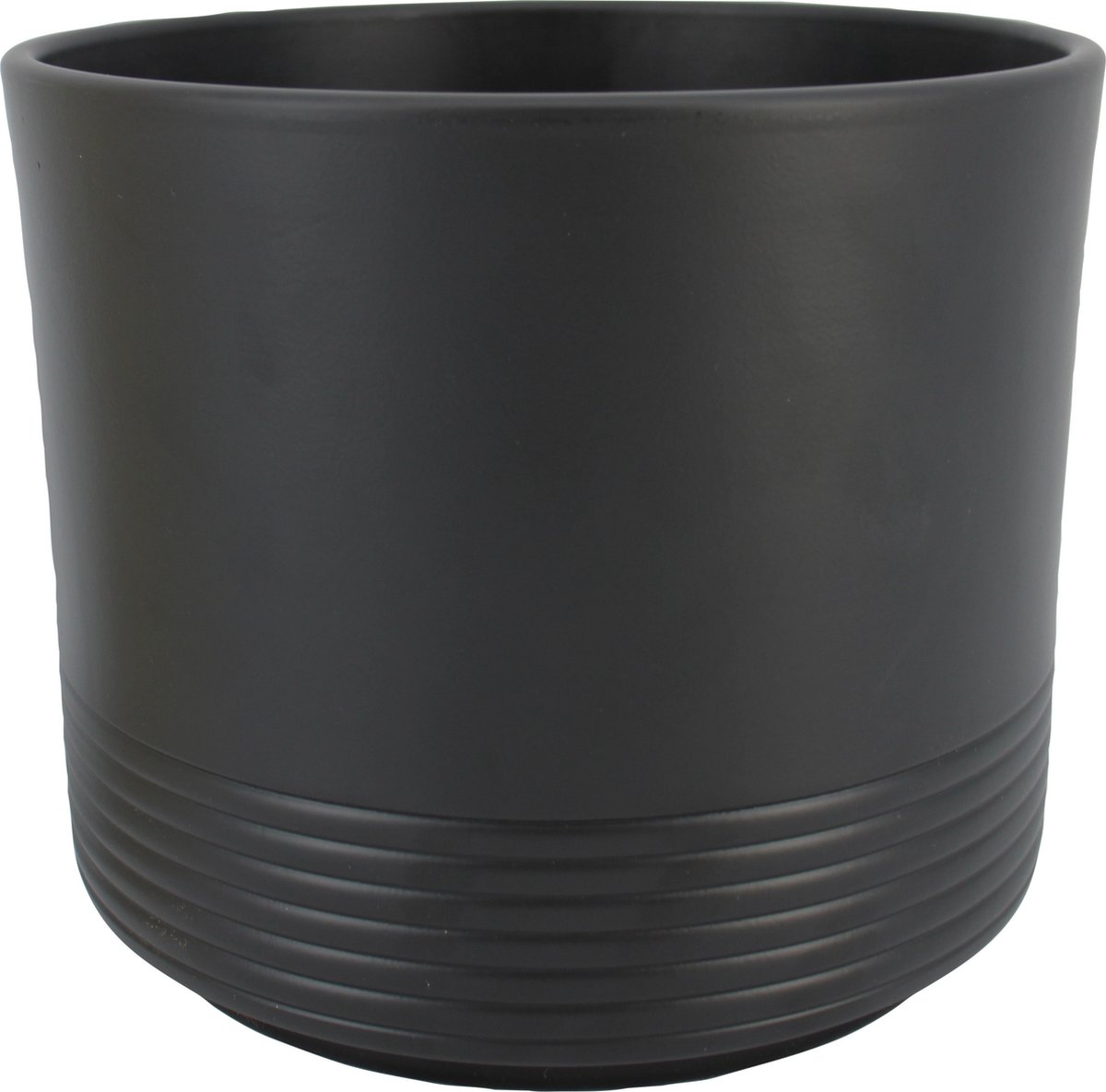 Bela Arte Bloempot/plantenpot Rille - ribbel - antraciet - voor kamerplant - D16.5 x H14.5 cm