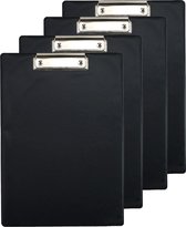 Clipboard/klembord/memobord voor documenten - 4x - zwart - A4 formaat - kunststof