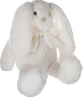 Atmosphera Knuffeldier konijn met strikje - zachte pluche stof - knuffels - creme wit - 30 cm