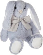 Atmosphera Knuffeldier konijn met strikje - zachte pluche stof - knuffels - lichtblauw - 30 cm