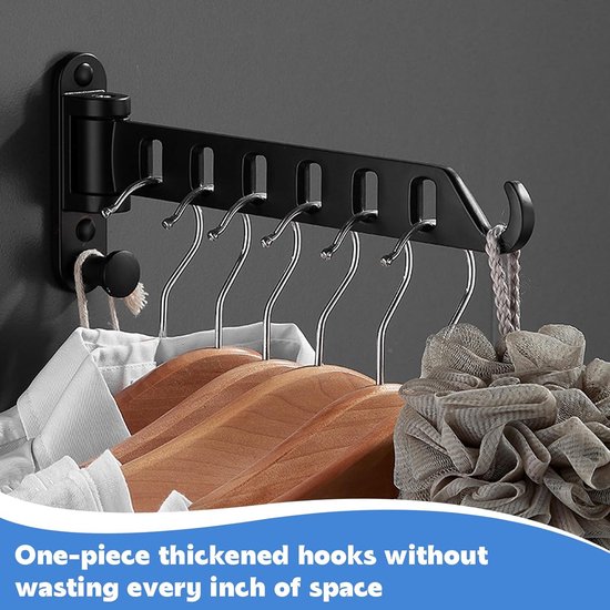 QMAHA Wandkledingrek, Inklapbaar Kledinghaken Wandmontage, 90° Draaibaar Wandhanger, Opvouwbaar Wandkledingrek Wandhaken Klaphaken voor Balkon, Badkamer, Wasruimte (Zwart, 30cm QMAHA Wandkledingrek, Inklapbaar Kledinghaken Wandmontage, 90° Draaibaar Wandhanger, Opvouwbaar Wandkledingrek Wandhaken Klaphaken voor Balkon, Badkamer, Wasruimte (Zwart, 30cm
