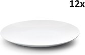 Assiettes de Luxe - 27 cm - 12 Pièces - Wit - Restauration - Set - Pack - Assiettes Witte - Qualité - Porcelaine - Assiette Plate - Assiette Petit Déjeuner - Assiette Déjeuner