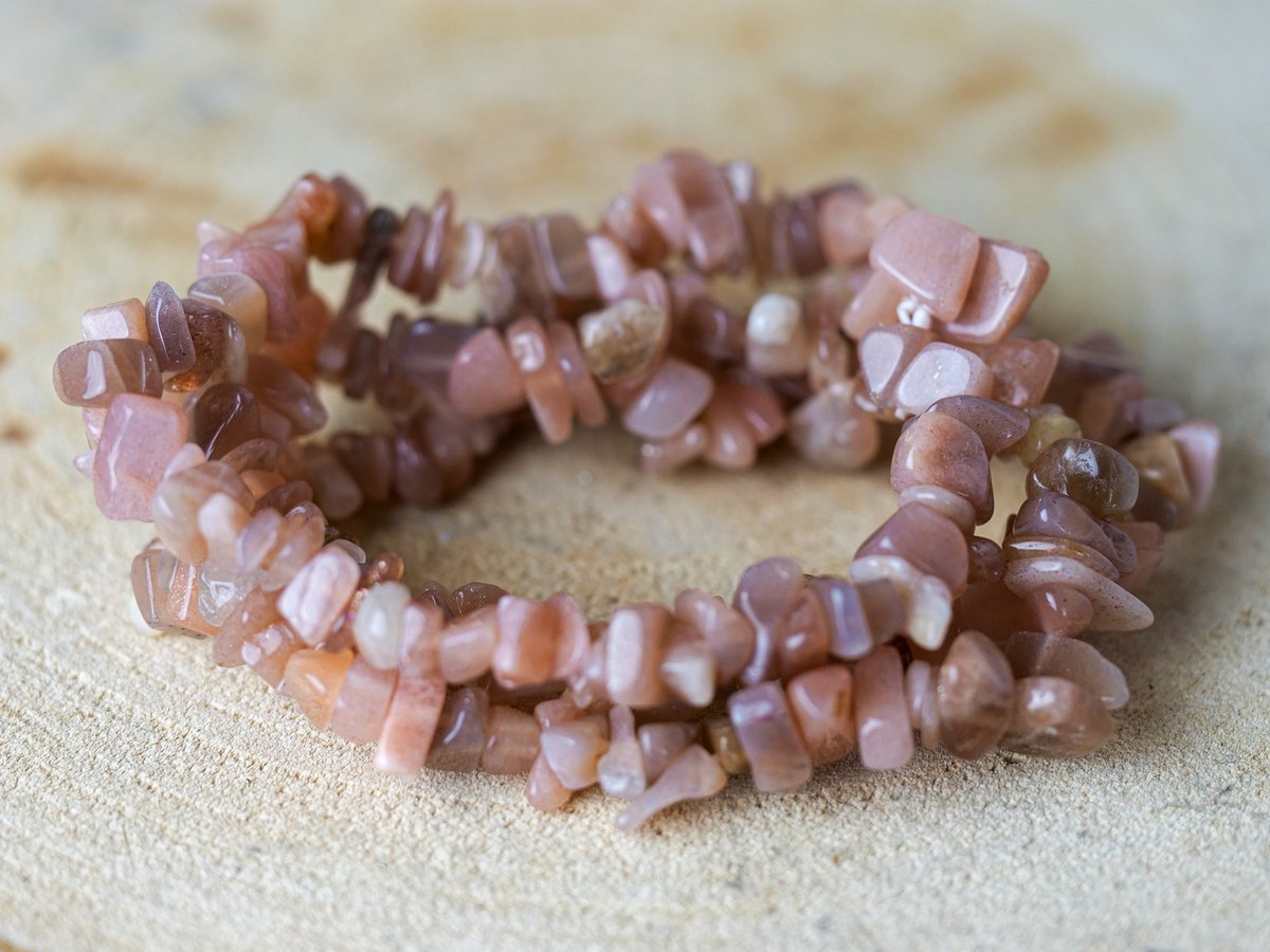 Maansteen Armband, Chip, edelsteen armband Crystal - Perfect cadeau voor vrouwen- Inclusief uitleg - Spiritueel - Moonstone - 100% NATUURLIJK