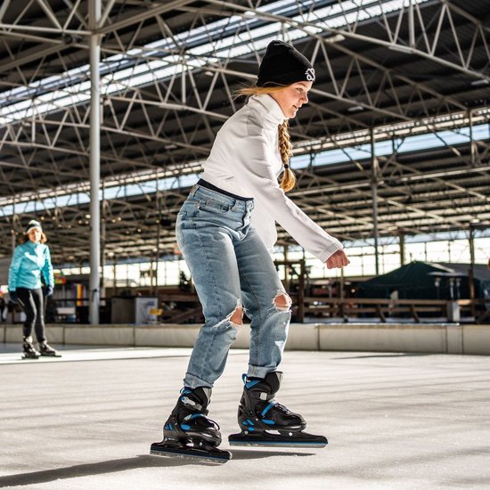 Nijdam Rollers Combo - Blue Blaze - Réglable - Clubs Norvégiens - Zwart - Blauw - Taille 29 - 32