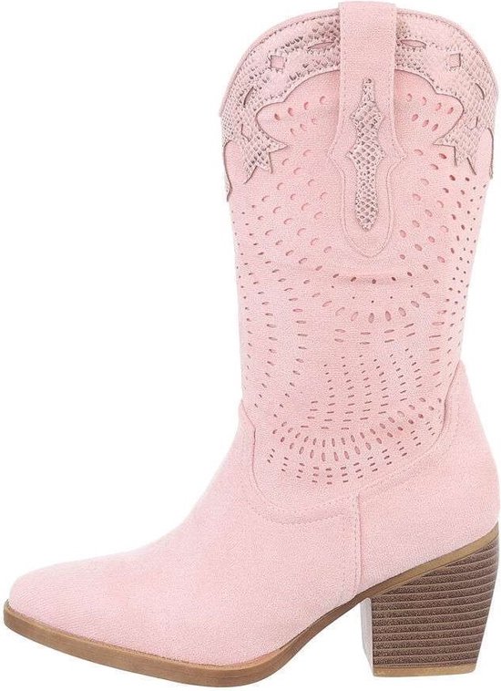ZoeZo Design - laarzen - kuitlaarzen - western laarzen - cowboylaarzen - suedine - kunstleder - roze - maat 38